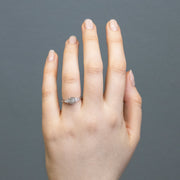 Freya Round salt and pepper diamond engagement ring with fancy trefoil shoulders Platinum 0.88ct