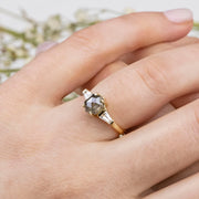 Noah James Jewellers Manchester In Stock Engagement Ring Frida Hexagon Salt and Pepper and Tapered Baguette Diamond  Ring Lab Grown Diamond Moissanite