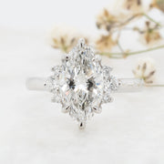 Noah James Jewellers Manchester In Stock Engagement Ring Gabriella Marquise Cut Lab Grown Diamond Half Cluster Engagement Ring Platinum 2ct Lab Grown Diamond Moissanite