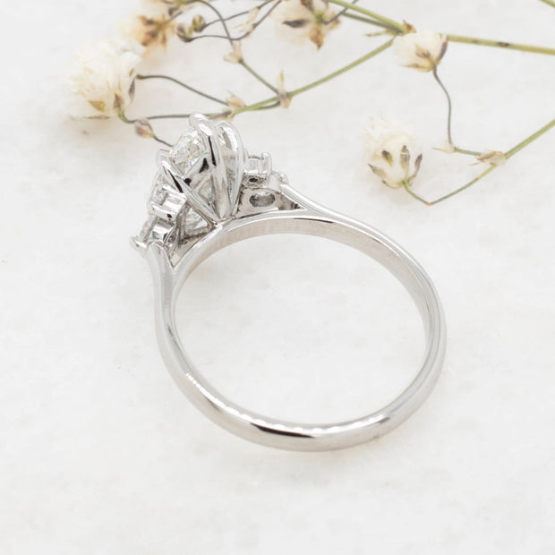 Noah James Jewellers Manchester In Stock Engagement Ring Gabriella Marquise Cut Lab Grown Diamond Half Cluster Engagement Ring Platinum 2ct Lab Grown Diamond Moissanite