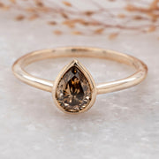 Noah James Jewellers Manchester In Stock Engagement Ring Greta Pear Shaped Cognac Diamond Engagement Ring - 18ct rose gold Lab Grown Diamond Moissanite