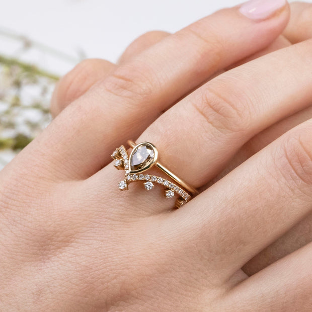 Noah James Jewellers Manchester In Stock Engagement Ring Greta Pear Shaped Cognac Diamond Engagement Ring - 18ct rose gold Lab Grown Diamond Moissanite