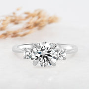 Noah James Jewellers Manchester Engagement Ring Helena Round Brilliant Cut 3 Stone Engagement Ring Platinum Lab Grown Diamond Moissanite