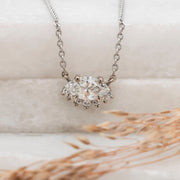 Noah James Jewellers Manchester In Stock Pendant Hera Marquise Cut Asymmetric half halo Lab Grown Diamond Pendant - White Gold Lab Grown Diamond Moissanite