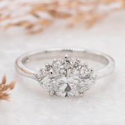 Noah James Jewellers Manchester In Stock Engagement Ring Hera Marquise Cut Lab Grown Diamond asymmetric cluster engagement ring - Platinum Lab Grown Diamond Moissanite