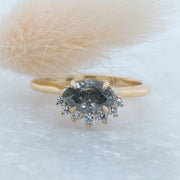 Noah James Jewellers Manchester In Stock Engagement Ring Hera Marquise cut salt and pepper diamond asymmetric cluster engagement ring Lab Grown Diamond Moissanite