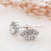 Noah James Jewellers Manchester In Stock Earring Hera Marquise Lab Grown Diamond Asymmetric Half Halo Earrings - White Gold Lab Grown Diamond Moissanite