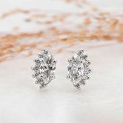 Noah James Jewellers Manchester In Stock Earring Hera Marquise Lab Grown Diamond Asymmetric Half Halo Earrings - White Gold Lab Grown Diamond Moissanite