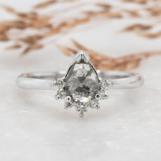 Noah James Jewellers Manchester In Stock Engagement Ring Hera Pear Shape salt and pepper diamond cluster engagement ring Lab Grown Diamond Moissanite