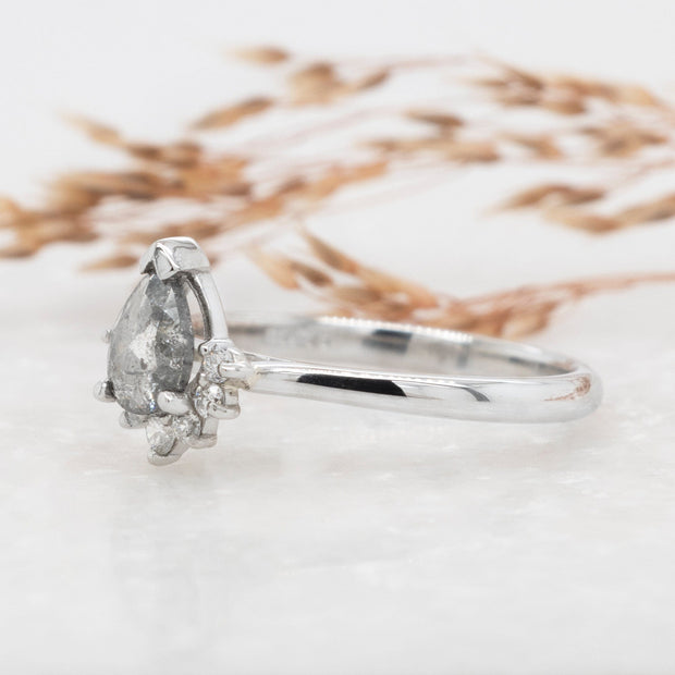 Noah James Jewellers Manchester In Stock Engagement Ring Hera Pear Shape salt and pepper diamond cluster engagement ring Lab Grown Diamond Moissanite