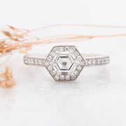 Noah James Jewellers Manchester In Stock Engagement Ring Platinum Hexagon Diamond Engagement Ring Lab Grown Diamond Moissanite