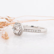 Noah James Jewellers Manchester In Stock Engagement Ring Platinum Hexagon Diamond Engagement Ring Lab Grown Diamond Moissanite