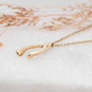 Noah James Jewellers Manchester In Stock Pendant Ida Gold Wishbone Pendant 9ct yellow gold Lab Grown Diamond Moissanite