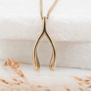 Noah James Jewellers Manchester In Stock Pendant Ida Gold Wishbone Pendant 9ct yellow gold Lab Grown Diamond Moissanite