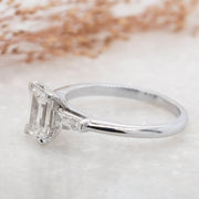 Noah James Jewellers Manchester In Stock Engagement Ring Iris Emerald Cut and Tapered Baguette 3 Stone Lab Grown Diamond Engagement Ring Platinum 1.00ct Lab Grown Diamond Moissanite