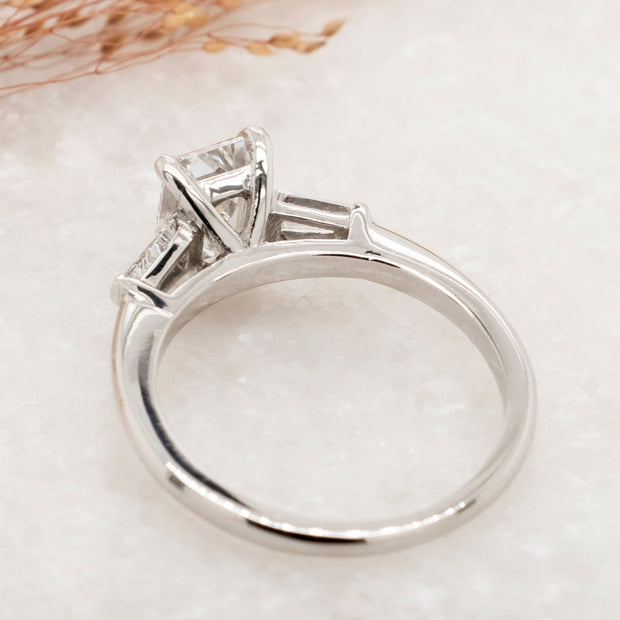 Noah James Jewellers Manchester In Stock Engagement Ring Iris Emerald Cut and Tapered Baguette 3 Stone Lab Grown Diamond Engagement Ring Lab Grown Diamond Moissanite