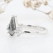 Noah James Jewellers Manchester In Stock Engagement Ring Lykke Kite Shape Salt and Pepper Diamond Trefoil Cluster Ring Platinum Lab Grown Diamond Moissanite