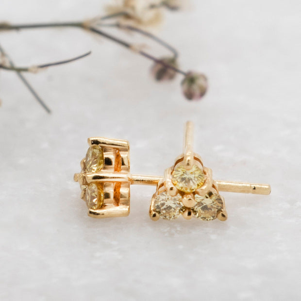 Noah James Jewellers Manchester In Stock Earring Maia Yellow Diamond Tri-Stud Earrings Lab Grown Diamond Moissanite