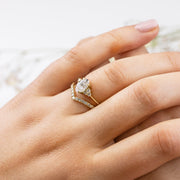 Noah James Jewellers Manchester Engagement Ring Margot Oval and Round Brilliant Cut Trefoil Shoulder Engagement Ring Platinum Lab Grown Diamond Moissanite