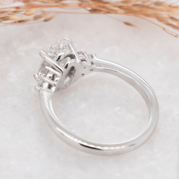 Noah James Jewellers Manchester In Stock Engagement Ring Margot Oval Cut Lab Grown Diamond Solitaire Engagement Ring With Trefoil Shoulders 1.50ct Lab Grown Diamond Moissanite