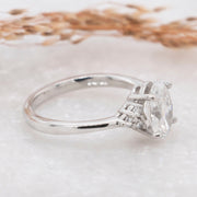 Noah James Jewellers Manchester In Stock Engagement Ring Margot Oval Cut Lab Grown Diamond Solitaire Engagement Ring With Trefoil Shoulders 1.50ct Lab Grown Diamond Moissanite