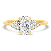 Noah James Jewellers Manchester In Stock Engagement Ring Margot Oval Cut Trefoil Shoulder Lab Grown Diamond Engagement Ring 1.00ct Yellow Gold Lab Grown Diamond Moissanite