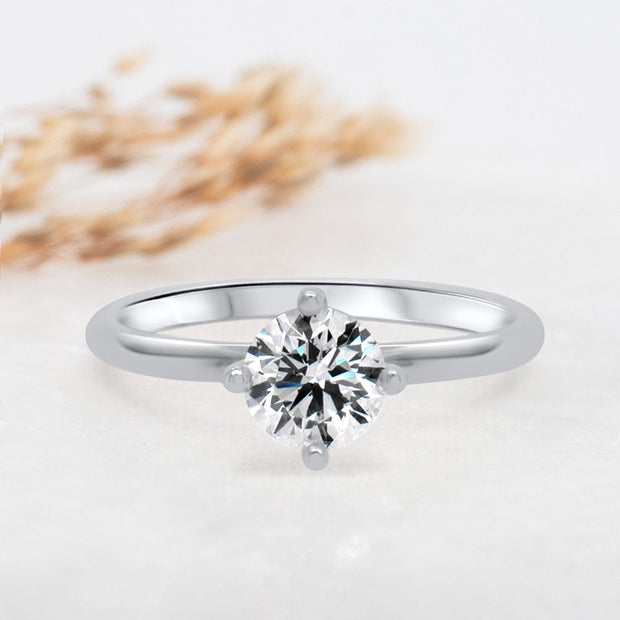 Noah James Jewellers Manchester Engagement Ring Nina Round Brilliant Cut Solitaire Twist Engagement Ring Platinum Lab Grown Diamond Moissanite