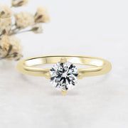 Noah James Jewellers Manchester Engagement Ring Nina Round Brilliant Cut Solitaire Twist Engagement Ring Yellow Gold Lab Grown Diamond Moissanite