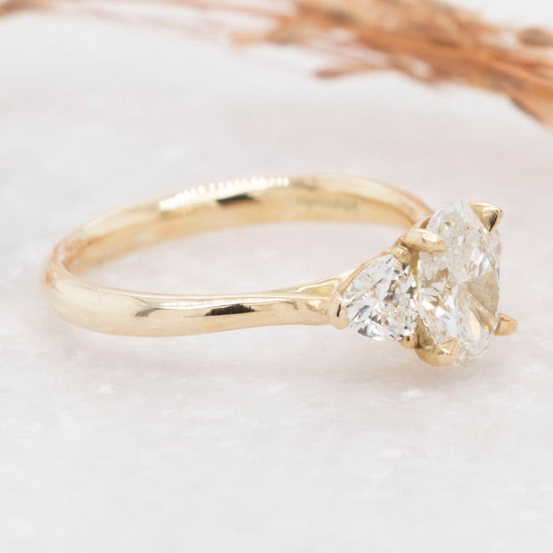 Noah James Jewellers Manchester Bespoke Gallery BESPOKE 18CT YELLOW GOLD OVAL THREE STONE ENGAGEMENT RING Lab Grown Diamond Moissanite