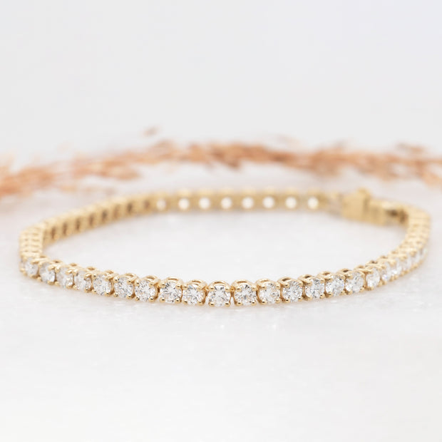 Noah James Jewellers Manchester Bespoke Gallery BESPOKE 18CT YELLOW GOLD TENNIS BRACELET Lab Grown Diamond Moissanite