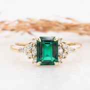 Noah James Jewellers Manchester Bespoke Gallery BESPOKE EMERALD AND DIAMOND 18CT YELLOW GOLD ENGAGEMENT RING Lab Grown Diamond Moissanite