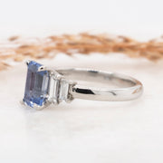 Noah James Jewellers Manchester Bespoke Gallery BESPOKE EMERALD CUT SAPPHIRE ENGAGEMENT RING Lab Grown Diamond Moissanite