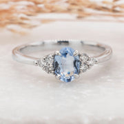 Noah James Jewellers Manchester Bespoke Gallery BESPOKE OVAL AQUAMARINE AND DIAMOND ENGAGEMENT RING Lab Grown Diamond Moissanite