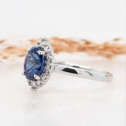 Noah James Jewellers Manchester Bespoke Gallery BESPOKE OVAL SAPPHIRE ENGAGEMENT RING WITH HALO SETTING Lab Grown Diamond Moissanite