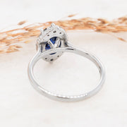 Noah James Jewellers Manchester Bespoke Gallery BESPOKE OVAL SAPPHIRE ENGAGEMENT RING WITH HALO SETTING Lab Grown Diamond Moissanite