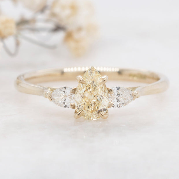 Noah James Jewellers Manchester Bespoke Gallery BESPOKE PEAR SHAPED YELLOW DIAMOND ENGAGEMENT RING Lab Grown Diamond Moissanite