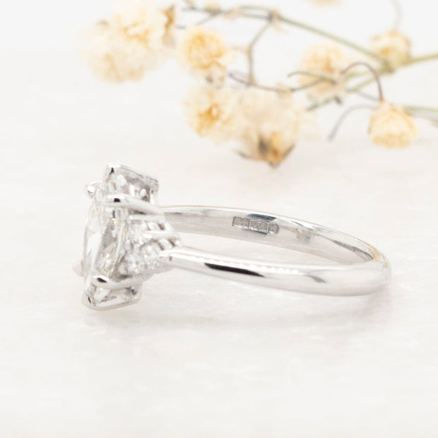 Noah James Jewellers Manchester Bespoke Gallery BESPOKE PLATINUM MARQUISE ENGAGEMENT RING Lab Grown Diamond Moissanite