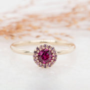 Noah James Jewellers Manchester Bespoke Gallery BESPOKE RUBY AND PINK SAPPHIRE HALO RING Lab Grown Diamond Moissanite