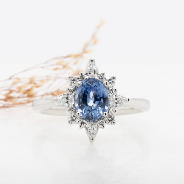 Noah James Jewellers Manchester Bespoke Gallery BESPOKE SAPPHIRE AND DIAMOND ENGAGEMENT RING Lab Grown Diamond Moissanite