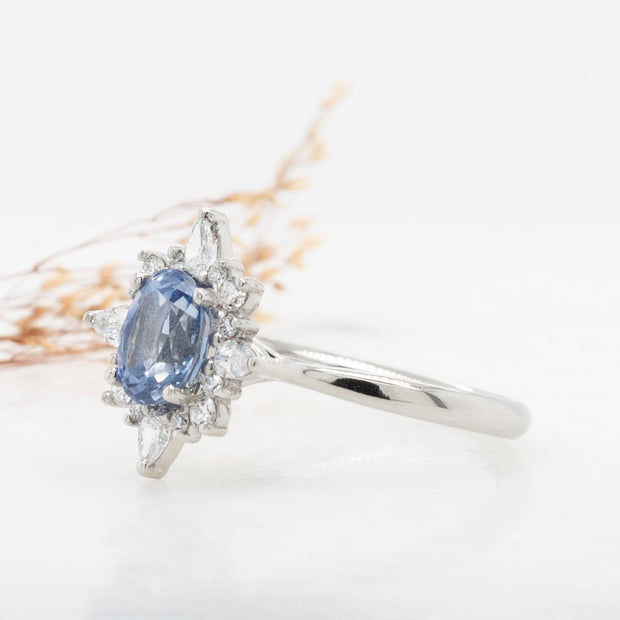 Noah James Jewellers Manchester Bespoke Gallery BESPOKE SAPPHIRE AND DIAMOND ENGAGEMENT RING Lab Grown Diamond Moissanite