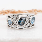 Noah James Jewellers Manchester Bespoke Gallery BESPOKE TOPAZ AND AQUAMARINE DRESS RING Lab Grown Diamond Moissanite