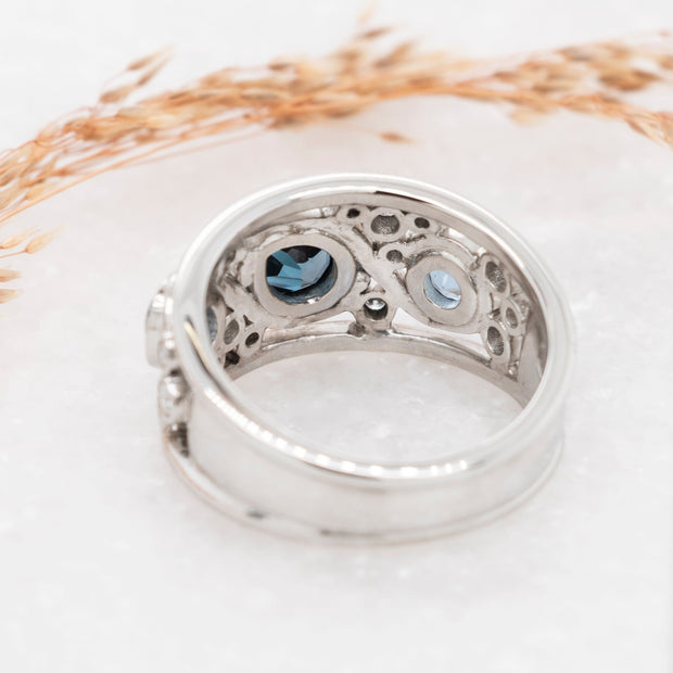 Noah James Jewellers Manchester Bespoke Gallery BESPOKE TOPAZ AND AQUAMARINE DRESS RING Lab Grown Diamond Moissanite