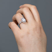 Noah James Jewellers Manchester Engagement Ring Adele Pear Shape Halo Engagement Ring Platinum Lab Grown Diamond Moissanite