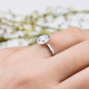 Noah James Jewellers Manchester Engagement Ring Alyssa Round Brilliant Cut Rubover Solitaire Engagement Ring Platinum Lab Grown Diamond Moissanite