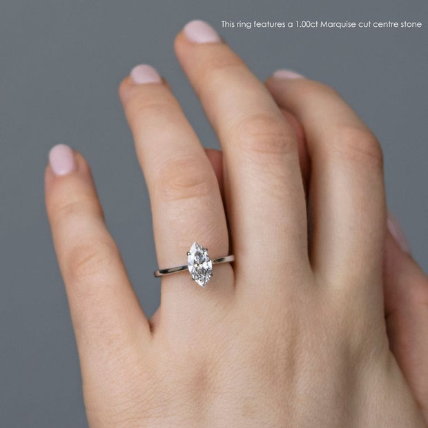 Noah James Jewellers Manchester Engagement Ring Celeste Marquise Cut Solitaire Engagement Ring Platinum Lab Grown Diamond Moissanite