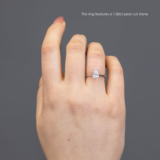 Noah James Jewellers Manchester Engagement Ring Celeste Pear Shape Solitaire Engagement Ring Platinum Lab Grown Diamond Moissanite