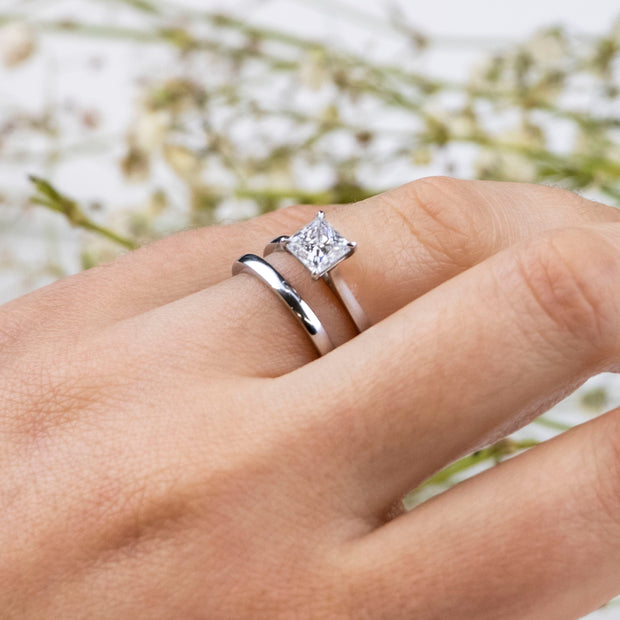 Noah James Jewellers Manchester Engagement Ring Celeste Princess Cut Solitaire Engagement Ring Platinum Lab Grown Diamond Moissanite