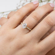Noah James Jewellers Manchester Engagement Ring Elena Oval Cut Diamond Set Band Engagement Ring Platinum Lab Grown Diamond Moissanite