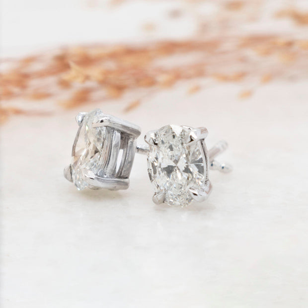 Noah James Jewellers Manchester In Stock Earring Celeste Oval Claw Set Lab-Grown Diamond Earrings 1.00ct 18ct White Gold Lab Grown Diamond Moissanite