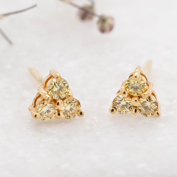 Noah James Jewellers Manchester In Stock Earring Maia Yellow Diamond Tri-Stud Earrings Lab Grown Diamond Moissanite